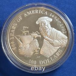 1990 Cook Islands $100 Ferdinand Magellan 5 oz Silver Proof 3,000 Mintage RARE