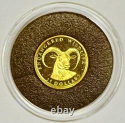 1990 Cook Islands 25-Dollar Gold Coin Endangered Wildlife Series Longhorn Sheep