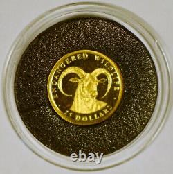 1990 Cook Islands 25-Dollar Gold Coin Endangered Wildlife Series Longhorn Sheep