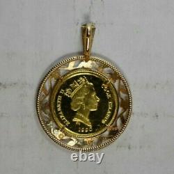 1990 Cook Islands $25 Endangered Wildlife Asian Elephant Gold Coin in 14k Bezel