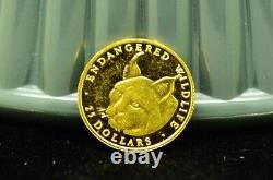 1990 Cook Islands $25 Endangered Wildlife Lynx 1/25 Troy Oz. 999 Fine Gold KM#88
