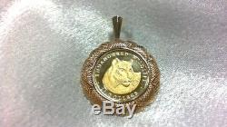 1990 Cook Islands $25 Tiger Endangered Wildlife Coin In 14k Yellow Gold Bezel
