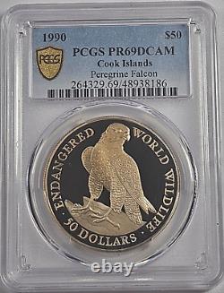 1990 Cook Islands 50 Dollars Peregrine Falcon PCGS PR 69DCAM