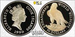 1990 Cook Islands 50 Dollars Peregrine Falcon PCGS PR 69DCAM