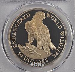 1990 Cook Islands 50 Dollars Peregrine Falcon PCGS PR 69DCAM