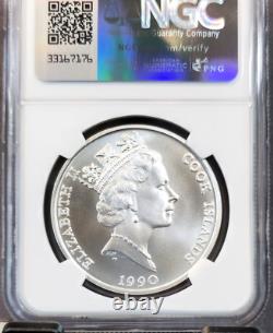 1990 Cook Islands Silver 50 Dollars Grizzly Bear Ngc Pf 70 Matte Rare Perection