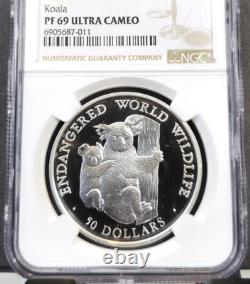1990 Cook Islands Silver 50 Dollars Koala Ngc Pf 69 Ultra Cameo Rare Top Pop