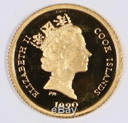 1990 Cooks Islands Endangered World Wildlife 1/25 oz Proof Gold Elephant Coin