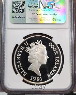 1991 Cook Islands Silver 50 Dollars Alpine Ibex Ngc Pf 70 Ultra Cameo Pop 1