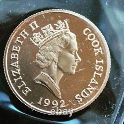 1992 Cook Islands gold coin $50 500 years Of America Elizabeth II Gem Proof