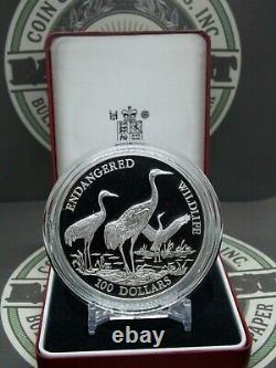 1993 Cook Islands Endangered Wildlife 5oz Silver Manchurian Crane. 999 ECC&C Inc