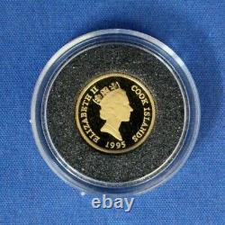 1995 Cook Islands 1/25oz Gold coin Moonlanding in Capsule with COA