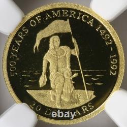 1995 Cook Islands Gold $20 Columbus Claims the New World NGC PF70UCAM 500 Years
