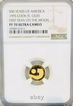 1995 Cook Islands Gold 20 Dollars First Man On The Moon Ngc Pf 70 Ultra Cameo