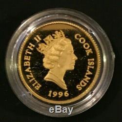 1996 BALD EAGLE COOK ISLANDS $25 1/10th GOLD Coin- OLYMPIC NATIONAL PARK withCOA