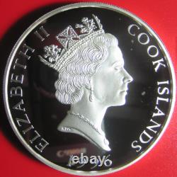 1996 Cook Islands $25 Grizzly Bear 5 Oz Silver Proof Colored Yellowstone Park Rr