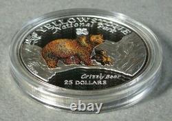 1996 Cook Islands $25 Grizzly Bear Yellowstone Park 5 Oz Silver Coin Proof #4356