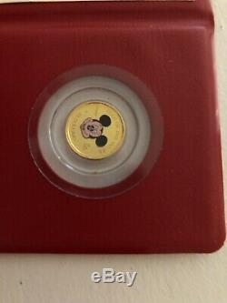 1996 MICKEY DISNEY 3 grams. 9999 pure GOLD COLOURED COIN COOK ISLANDS