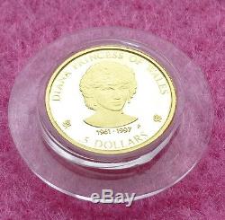 1997 Cook Islands Gold Diana Princess Of Wales $5 Proof Coin And Coa