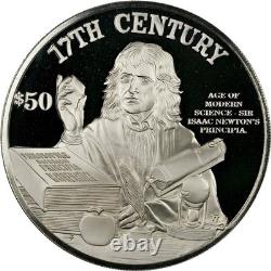 1997-FM Cook Islands $50 Dollars 17th Century Isaac Newton Silver NGC PF 69 UC