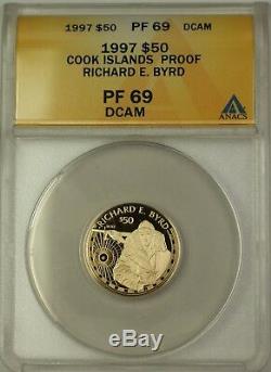 1997 Proof Cook Islands Richard E. Byrd $50 Gold Coin ANACS PF-69 DCAM