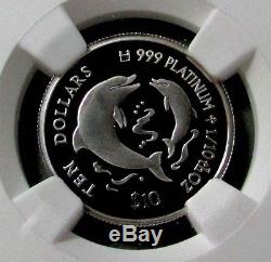 1998 Platinum Cook Islands $50 Dolphin's 1/10 Oz Coin Ngc Proof 68 Ultra Cameo
