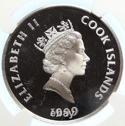 1999 COOK ISLANDS Elizabeth II MAN ON THE MOON Proof Silver $5 Coin NGC i106799