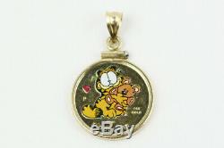 1999 Cook Island Colorized Garfield $5 Coin in 14k Bezel Pendant