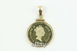 1999 Cook Island Colorized Garfield $5 Coin in 14k Bezel Pendant