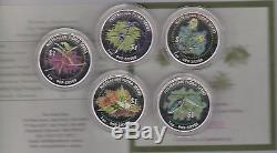 1999 Cook Islands Boxed 5 Coin Australia Flora Silver Series Threatened Species