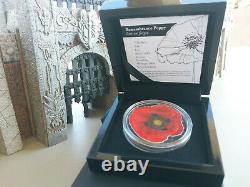 1oz silver coin REMEMBRANCE POPPY Box/COA 2017 Cook Islands Proof-like LE 2500