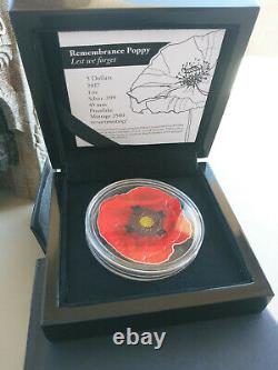 1oz silver coin REMEMBRANCE POPPY Box/COA 2017 Cook Islands Proof-like LE 2500