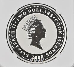 2 DOLLARS 2008 COOK ISLANDS Tchaikovsky NUTCRACKER Ballet SILVER PROOF NGC MS70