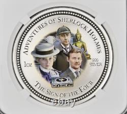 2 Dollars 2007 Cook Islands Sherlock The Sign Of The Four Silver Proof Ngc Pf70