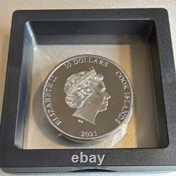 2 OZ SILVER 999 OPEN ROADS 10 Dollari Cook Islands 2021 BLACK PROOF