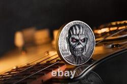 2 oz Cook Island Iron Maiden The Book of Souls 2024 Antique Finish Silver Coin