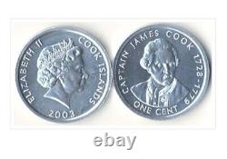 200 UNC Cook Islands 1, 5 Cents Year 2000 Coins. Queen Elizabeth II. Animals