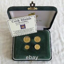 2002 COOK ISLANDS GOLDEN JUBILEE 4 COIN. 999 GOLD PROOF MAUNDY SET boxed/coa