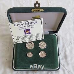 2002 COOK ISLANDS GOLDEN JUBILEE 4 COIN. 999 SILVER PROOF MAUNDY SET boxed/coa