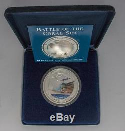 2002 Cook Islands Battle of Coral Sea 10 oz Coloured Silver Proof Coin
