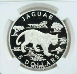 2002 Cook Islands Silver 5 Dollars Jaguar Ngc Pf 69 Ultra Cameo Rare Top Pop 1