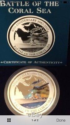 2002 cook islands Battle Of The Coral Sea 10oz silver coin