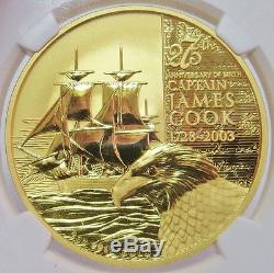 2003 Gold 2 Oz Cook Islands $200 James Cook Anniversary Coin Ngc Mint State 69