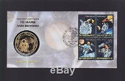 2004 Cook Islands $1 Coin 1969 Moon Landing to Mars & Beyond FDC First Men Moon