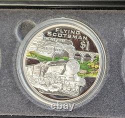 2004 Cook Islands Great Rail Journeys of the World 5x $1.999 1 oz Train Coins