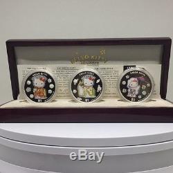 2004 Cook islands Hello Kitty 30th anniversary 1 oz Proof Silver lot 3 coins COA