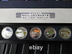 2004 GREAT RAIL JOURNEYS $1 X 5 silver proof coin set COOK ISLANDS