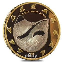 2005 2 oz $150 Cook Islands Great White Shark Proof Bimetal Coin (withBox & COA)