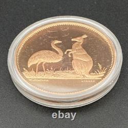 2005 Cook Islands 1 oz Silver Coin Kangaroo & Emu Copper-Plated Proof Finish