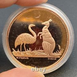 2005 Cook Islands 1 oz Silver Coin Kangaroo & Emu Copper-Plated Proof Finish